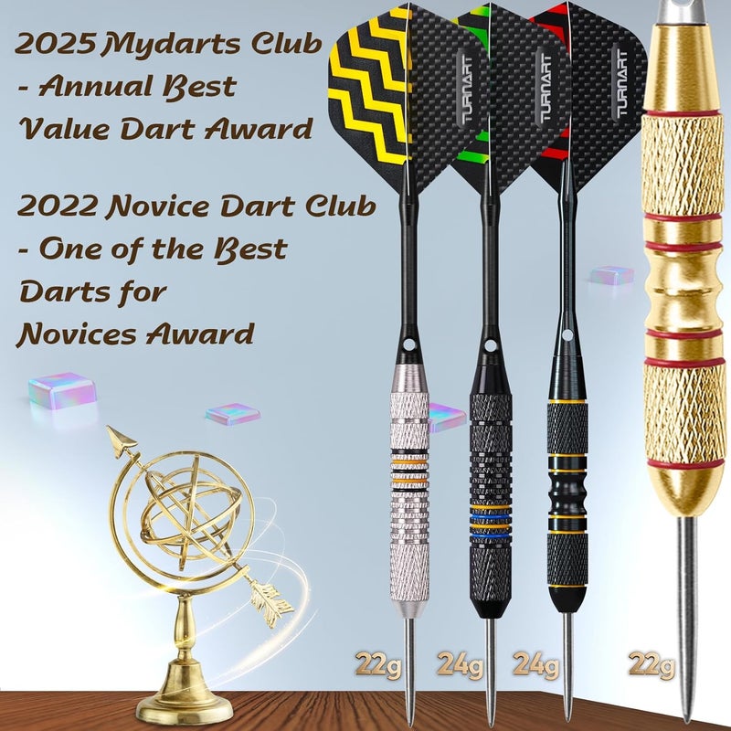 Turnart Darts Metal Tip Set - Steel Tip Darts Darts Set Professional Metal Darts 12 pcs 22/24 Grams Pro Dart Set with Stylish Case Aluminum Shafts Extra 9 Flights - Image 5